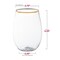 Clear with Gold Elegant Stemless Plastic Wine Glasses - 16 oz. (64 Glasses)
